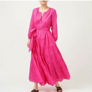 J. Crew Hot Pink Tiered Maxi Dress